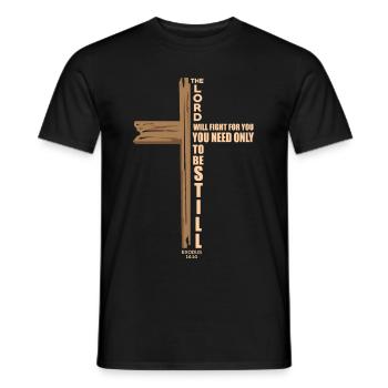 The Lord Will Fight For You Christian Cross Jesus - T-shirt homme - noir - Devant - AI Model Male 178 light (178cm)