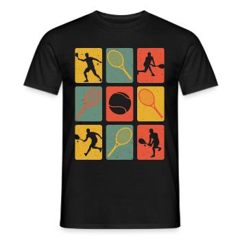 Retro Tennis Player Vintage Tennis Player - Men's T-Shirt - black - Front - AI Model Male 178 light (178cm)