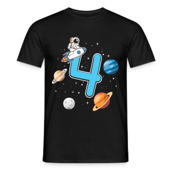 Birthday 4 years astronaut rocket 4th birthday - Men's T-Shirt - black - Front - AI Model Male 178 light (178cm)