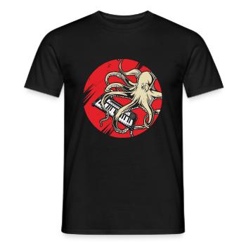 Retro Japan Synthesizer Octopus Analog Synth - Men's T-Shirt - black - Front - AI Model Male 178 light (178cm)