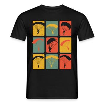Rétroprojecteur parapente parapentiste vintage - T-shirt homme - noir - Devant - AI Model Male 178 light (178cm)