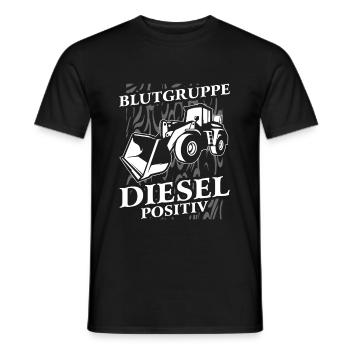 Blutgruppe Diesel Positiv Radlader Bagger - Männer T-Shirt - Schwarz - Vorne - AI Model Male 178 light (178cm)