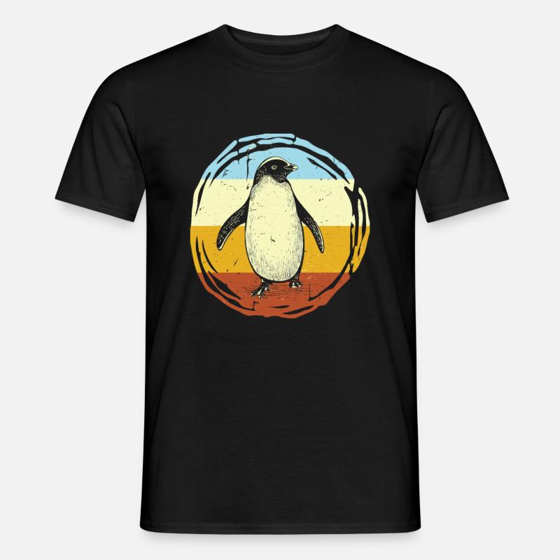 Retro Penguin - Männer T-Shirt - Schwarz