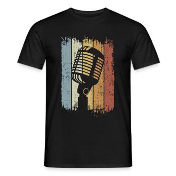 Singer Retro Microphone Singing - Men's T-Shirt - black - Front - AI Model Male 178 light (178cm)