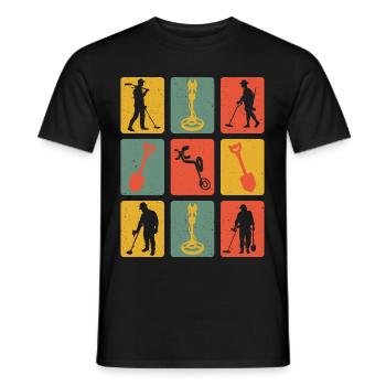 Détecteur de métaux Retro - T-shirt homme - noir - Devant - AI Model Male 178 light (178cm)