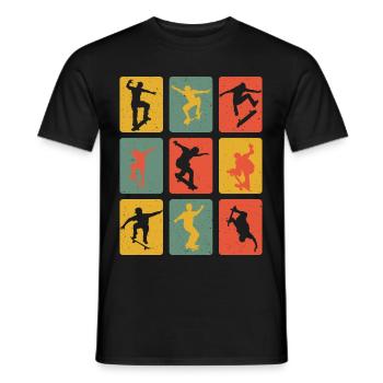 Skateboard skateboard en position skateboard - T-shirt homme - noir - Devant - AI Model Male 178 light (178cm)