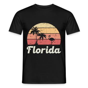Florida Flamingo Palmen Surfen Sunset Strand - Männer T-Shirt - Schwarz - Vorne - AI Model Male 178 light (178cm)