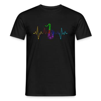 Saxophone rétro battement de coeur ECG Saxophoniste musique - T-shirt homme - noir - Devant - AI Model Male 178 light (178cm)
