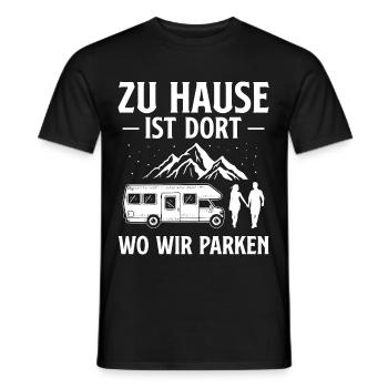 Zuhause ist dort wo wir Parken Camper Wohnmobil - Männer T-Shirt - Schwarz - Vorne - AI Model Male 178 light (178cm)
