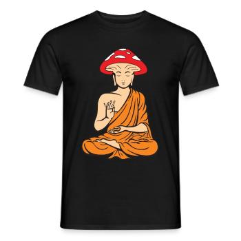 Mushroom Buddha Zen Yoga Meditation Fungi - Men's T-Shirt - black - Front - AI Model Male 178 light (178cm)