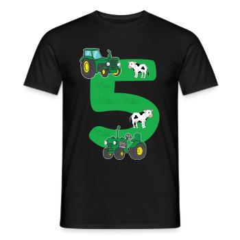 Birthday shirt 5 years tractor 5th birthday - Men's T-Shirt - black - Front - AI Model Male 178 light (178cm)