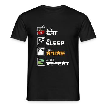 Eat Sleep Anime Repeat Kawaii Japanisch Manga Fan - Männer T-Shirt - Schwarz - Vorne - AI Model Male 178 light (178cm)