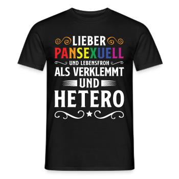 Pansexuell und lebensfroh als verklemmt und Hetero - Männer T-Shirt - Schwarz - Vorne - AI Model Male 178 light (178cm)