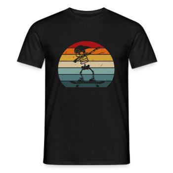 Vintage Dabbing Skateboarder Skeleton Skater - Men's T-Shirt - black - Front - AI Model Male 178 light (178cm)
