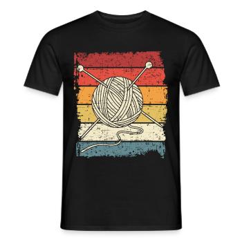 Retro Knitting Crochet Knitter Vintage Wool - Men's T-Shirt - black - Front - AI Model Male 178 light (178cm)