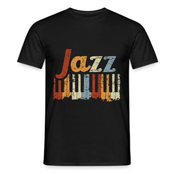 Vintage Piano Musical Instrument Jazz Music - Men's T-Shirt - black - Front - AI Model Male 178 light (178cm)