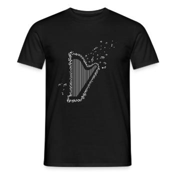 Harp Instrument Clef Musical Notes Harps - Men's T-Shirt - black - Front - AI Model Male 178 light (178cm)