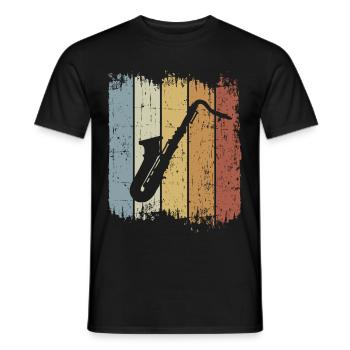 Retro Saxophone Vintage Musician Saxophonist Music - Men's T-Shirt - black - Front - AI Model Male 178 light (178cm)