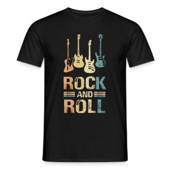 Guitar Retro Style Rock Roll For Guitarists - Men's T-Shirt - black - Front - AI Model Male 178 light (178cm)