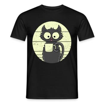 Kaffee Katze - Männer T-Shirt - Schwarz - Vorne - AI Model Male 178 light (178cm)