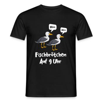 Moin Fischbrötchen auf 9 Uhr Möwe Plattdeutsch - Männer T-Shirt - Schwarz - Vorne - AI Model Male 178 light (178cm)