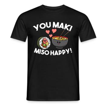 Sushi You Maki Miso Happy Kawaii Japan Noodle Soup - Männer T-Shirt - Schwarz - Vorne - AI Model Male 178 light (178cm)