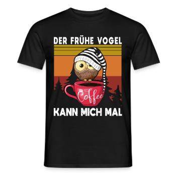 Der Frühe Vogel Kann Mich Mal Eule Kaffee - Männer T-Shirt - Schwarz - Vorne - AI Model Male 178 light (178cm)