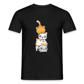 Piles de chats Kawaii Cats Pile de chats - T-shirt homme - noir - Devant - AI Model Male 178 light (178cm)