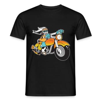 Motorcyclist Rabbit Smoking Rabbit - Men's T-Shirt - black - Front - AI Model Male 178 light (178cm)