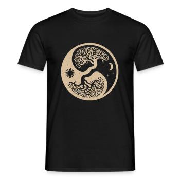 Yin Yang Bonsai Tree Rétro Japanese Zen Bouddhiste - T-shirt homme - noir - Devant - AI Model Male 178 light (178cm)