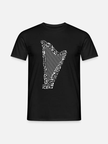 Musique Instrument Harpe Notes musicales Harpe - T-shirt homme - noir