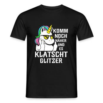 Komm Noch Näher und Es Klatscht Glitzer Einhorn - Männer T-Shirt - Schwarz - Vorne - AI Model Male 178 light (178cm)