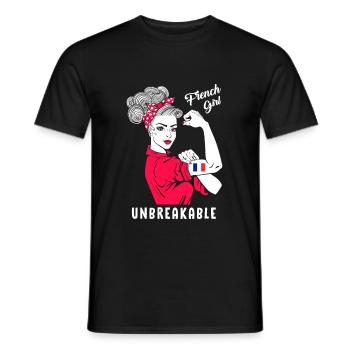 French Girl Unbreakable Femme française forte - T-shirt homme - noir - Devant - AI Model Male 178 light (178cm)