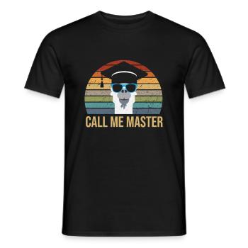 Call Me Master Lama With Glasses And Mortarboard - Men's T-Shirt - black - Front - AI Model Male 178 light (178cm)
