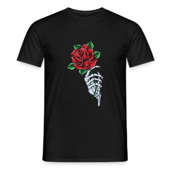 Red Rose Skeleton Hand Rose Flower Red Rose Gothic - Men's T-Shirt - black - Front - AI Model Male 178 light (178cm)