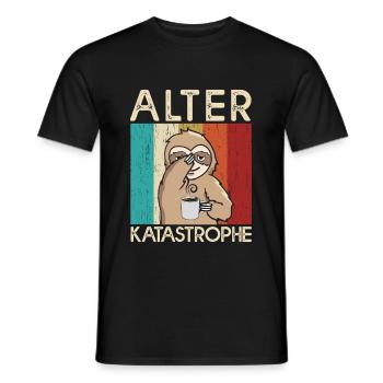 Old Disaster Sloth Facepalm Employee - Men's T-Shirt - black - Front - AI Model Male 178 light (178cm)