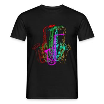 Vintage Saxophone 90er 80er Saxophon Jazz - Männer T-Shirt - Schwarz - Vorne - AI Model Male 178 light (178cm)