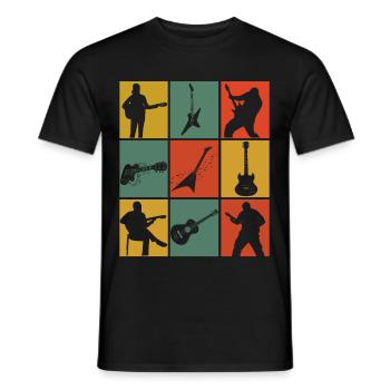 Rétro guitariste guitariste guitares électriques - T-shirt homme - noir - Devant - AI Model Male 178 light (178cm)