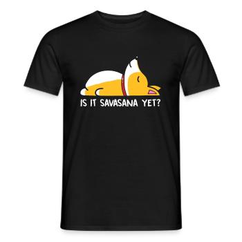 Corgi Yoga Dogs Is It Savasana Yet Meditation - Men's T-Shirt - black - Front - AI Model Male 178 light (178cm)