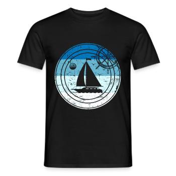 Retro Segelboot - Männer T-Shirt - Schwarz - Vorne - AI Model Male 178 light (178cm)