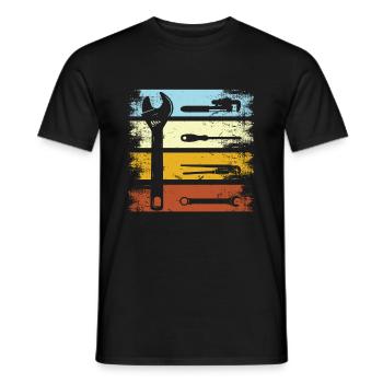 Outils de menuisiers vintage bricolage - T-shirt homme - noir - Devant - AI Model Male 178 light (178cm)
