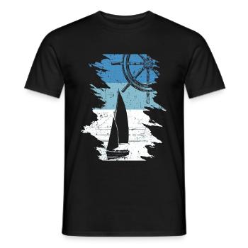 Sailboat Sailing Boat Steering Wheel Boat Sailor - T-shirt homme - noir - Devant - AI Model Male 178 light (178cm)