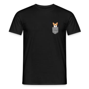 Corgi dans la poche de poitrine amoureux des chiens Corgi chien - T-shirt homme - noir - Devant - AI Model Male 178 light (178cm)