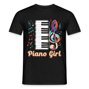 Piano Girl Pianist Keyboard Instrument Musician - Männer T-Shirt - Schwarz - Vorne - AI Model Male 178 light (178cm)