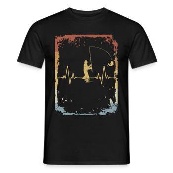 Vintage Heartbeat Fisherman - Männer T-Shirt - Schwarz - Vorne - AI Model Male 178 light (178cm)