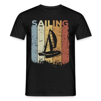 Catamaran Retro Sailing Sailboat Captain Sail - Men's T-Shirt - black - Front - AI Model Male 178 light (178cm)