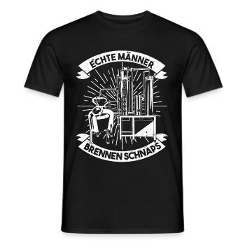 Echte Männer Brennen Schnaps Schwarzbrenner - Männer T-Shirt - Schwarz - Vorne - AI Model Male 178 light (178cm)