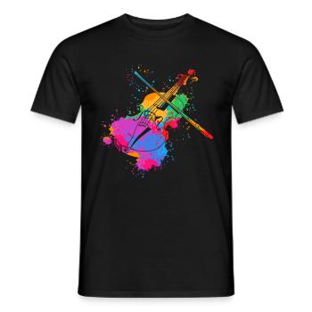 Violon Splash Coloré Violon Joueur Musique Orchestre Violon - T-shirt homme - noir - Devant - AI Model Male 178 light (178cm)