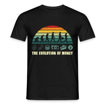 The Evolution Of Money BTC Bitcoin Crypto - Männer T-Shirt - Schwarz - Vorne - AI Model Male 178 light (178cm)