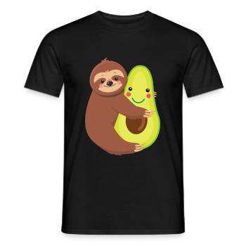 Paresseux paresseux étreignant avocat végétalien Amoureux des animaux - T-shirt homme - noir - Devant - AI Model Male 178 light (178cm)